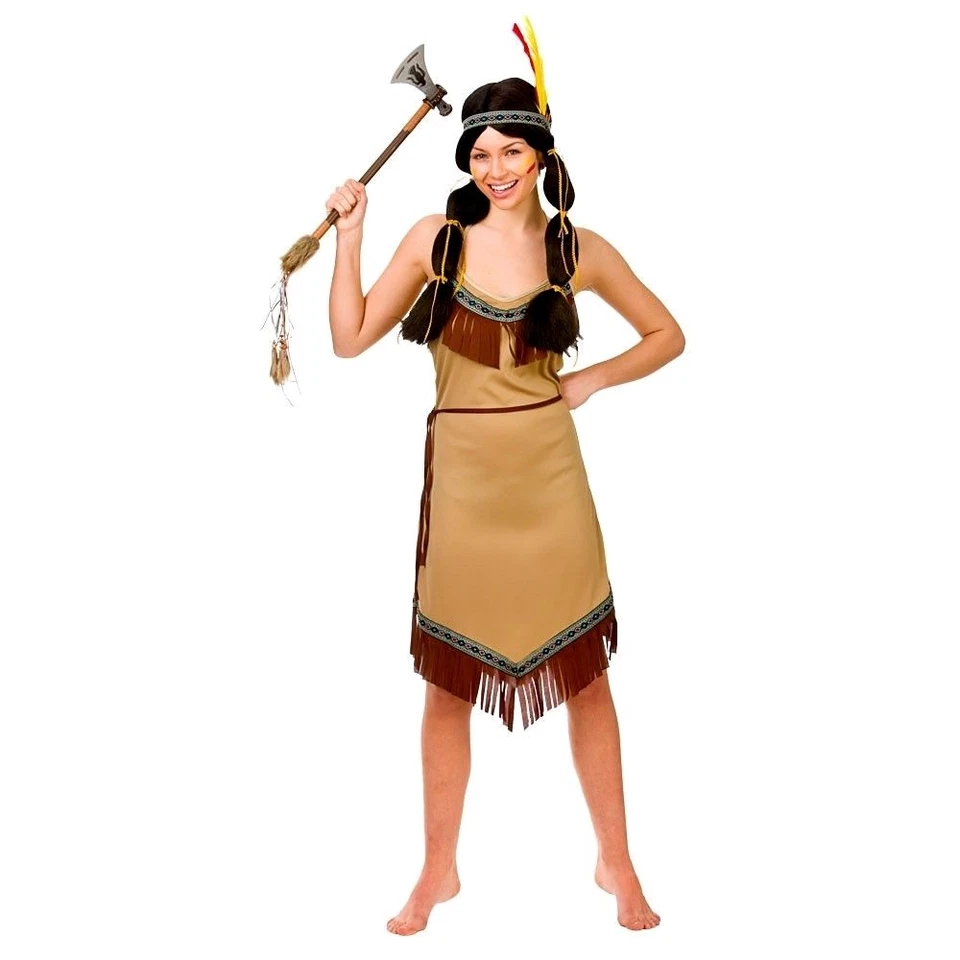 Adult NATIVE INDIAN Fancy Dress Wild West American Ladies Costume UK Sizes 8-24 - Image 1 of 1