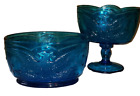 Vintage LE Smith Patriotic Embossed American Eagle Blue Decorative Bowls 2