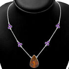 Rare Cady Mountain Agate & Amethyst 925 Sterling Silver Necklace Jewelry N-1004