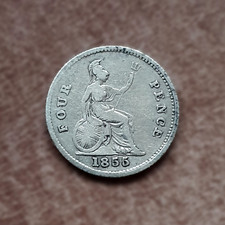1855 Queen Victoria Britannia Groat 0.925 Silver Coin Nice Collectable Grade