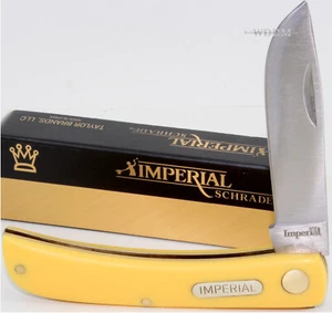 Imperial Schrade Old Timer Smooth Yellow Delrin Sod Buster Pocket Knife Jr IMP22 - Picture 1 of 4
