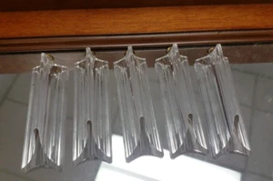 triangular 3 sided Prism Lucite acrylic chandelier 4" w/GOLD BRASS HOOK (5 PIECE - Picture 1 of 8
