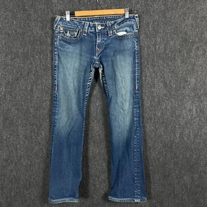 True Religion BILLY Womens 30 Boot Cut Jeans Blue Denim Low Rise Flaps W32 L27 - Picture 1 of 23