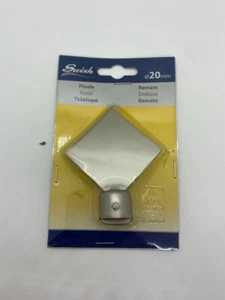 supporto terminale finale Ø20 bastone tenda metallo cromato lucido rombo satinat - Picture 1 of 3