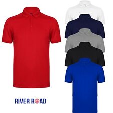 New Mens Pique Polo Shirt Short Sleeve Plain Tee Top Work Casual Cotton Blend RR