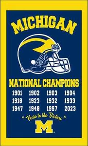 Michigan Wolverines Football 3x5ft 12-Time National Champion NCAA Vertical Flag - Picture 1 of 1