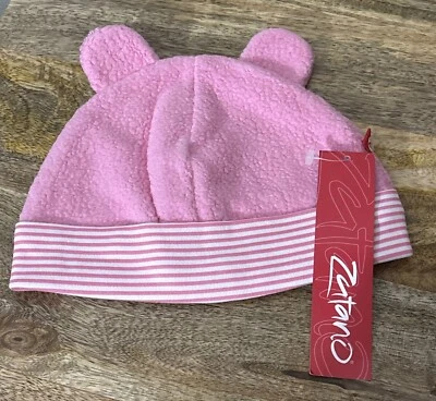 Zutano Cozie Sombrero de Vellón Rosa Caliente Oso Gorra Talla 12 Meses Bebé NUEVO Foto 1 de 4