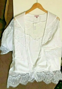 Mujeres Encaje Kimono Mangas 3/4 Prendas para el torso Cárdigan Blusa Cubierta Blanca Venta de Verano - Imagen 1 de 8