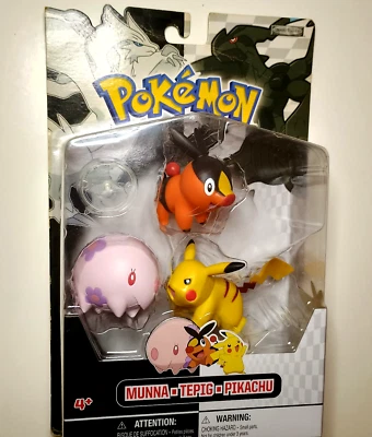 Pokemon Figures 3 Pack. Black & White. Munna, Tepig, & Pikachu  NEW-READ DESCRIP - Image 1 of 4