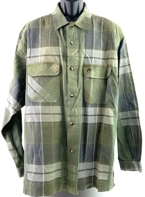 Rusty Flannel Men's Large Shirt Long Sleeve  Plaid Button Logo Chest Pockets - Image 1 of 4
