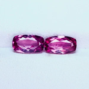 1.80Ct VVS [2Pcs Pair] Awesome Long Cushion 7.6X4.3 MM Vivid Pink Malaya Garnet - Picture 1 of 5