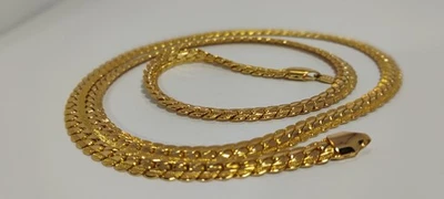 firmado u7 cadena plana 28" unisex collar 18kt gp 39,5 gramos falta broche-nd3 Foto 1 de 4