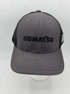 Komatsu Hat Snapback Trucker Mesh Cap Embroidered Logo Adjustable Gray/black - Picture 1 of 11