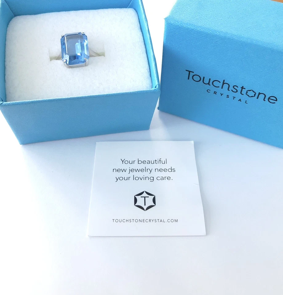 Anillo Touchstone Cristales de Swarovski BARRINGTON AZUL HIELO Rodio Talla 8 Foto 1 de 4