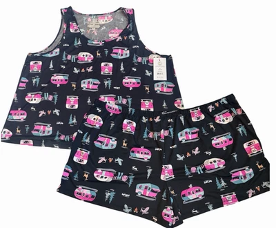 Женская черная пижама Joyspun Happy Campers XL (16–18) 2 предмета майка | шорты - Изображение 1 из 4