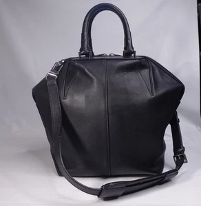 Alexander Wang Emile Bag Satchel Top Handle Purse Smooth Black Leather - Picture 1 of 20
