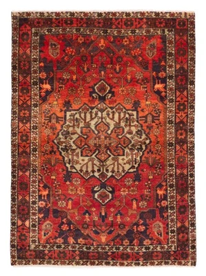 复古东方手工编织地毯 4 英尺 10 英寸 x 6 英尺 9 英寸传统羊毛小地毯 — 第 1/4 张图片