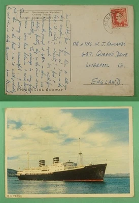 DR WHO 1954 NORUEGA PAQUEBOT VENUS ENVÍO POSTAL TIENDA A INGLATERRA R16266 Foto 1 de 3
