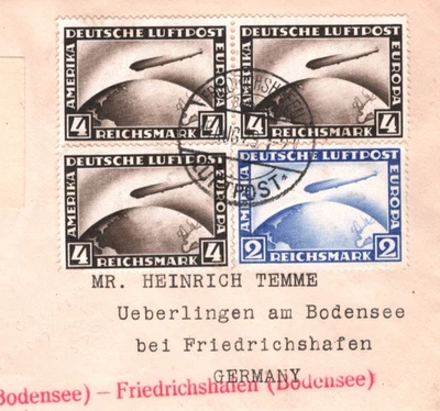 GERMANY GRAF ZEPPELIN Air Mail Cover 1929 WELTRUNDFAHRT Cachet Überlingen KZ323 - Image 1 of 4