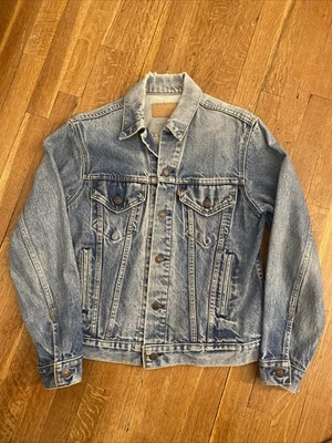 Vintage USA Type 3 Levi’s Faded Distressed Denim Trucker Jacket Size Small (38) - Image 1 of 4