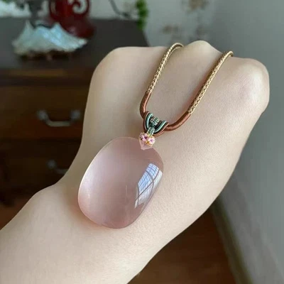 Collar/cadena de suéter versátil colgante lágrima cuarzo rosa estrella natural Foto 1 de 4