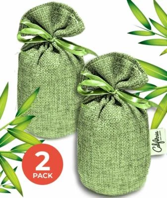 Mini bolsas purificadoras de aire de carbón de bambú verde (paquete de 2), 50 g Foto 1 de 4