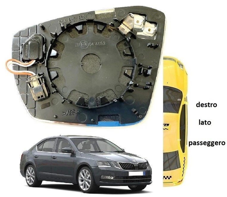 PIASTRA SPECCHIO RETROVISORE DX TERMICA SKODA OCTAVIA 2017-2020 SISTEMA BLIS - Immagine 1 di 1