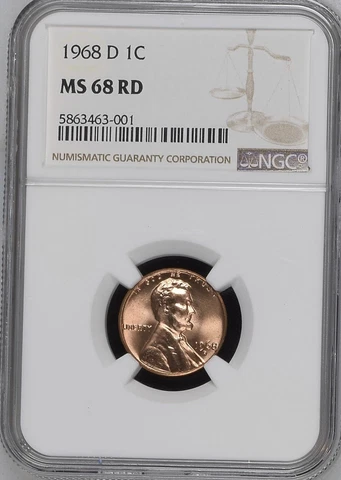 1968-D 1C RD Lincoln Memorial One Cent  NGC MS68RD    5863463-001 Cover