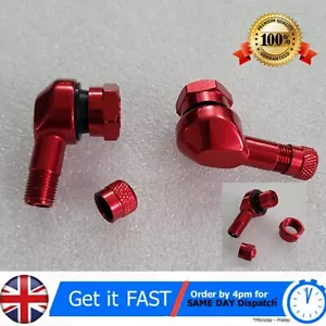2x RED CNC Motorcycle 90 Degree Angle Wheel Tire Tubeless Valve Stem Aluminum - Picture 1 of 4