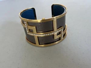 Brighton Christo Vienna Gold Bracelet With Reversible Leather Insert - Picture 1 of 7