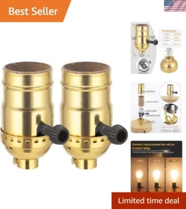 Adjustable 3-Way Lamp Socket Replacement - Stylish Gold E26 Light Fixture - Picture 1 of 9