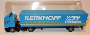 MICRO WIKING HO 1/87 CAMION MAN F90 DIESEL SEMI REMORQUE KERKHOFF WOHNMOBEL BOX - Foto 1 di 4