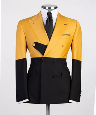 Trajes de Empalme Color para Hombres Doble Pecho Formal Boda Chaqueta Blazer Personalizado Foto 1 de 4