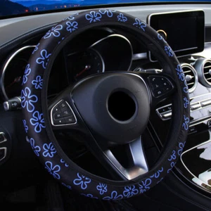 38CM Car Steering Wheel Cover For Women Flowers Print Anti-Slip Funda Volante - Picture 1 of 9