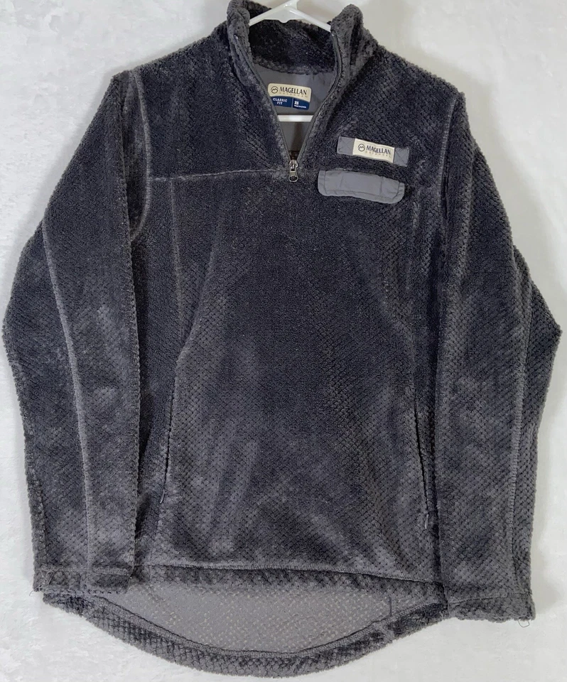 Pullover Magellan para mujer talla XS calce clásico gris oscuro 1/4 cremallera imitación piel polar Foto 1 de 4