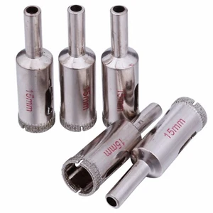 5 piezas brocas de sierra de agujero de diamante de 15 mm herramientas de albañilería recubiertas piedra cortadora de perforación - Imagen 1 de 10