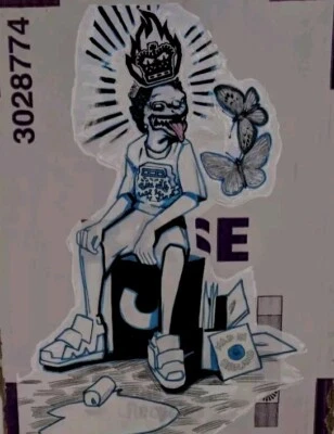 Corrosive 8 Mad in England Firmado Papel Collage Sobre Tablero Urbano Fet Mariposas. Foto 1 de 4