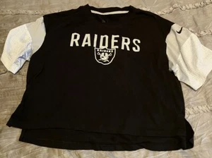 LAS VEGAS Oakland RAIDERS Football NIKE Cropped Women's SMALL Shirt NFL Black - Picture 1 of 2