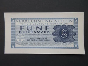 5 Mark Reichsmark 1944 Germany (Wehrmacht Military Note) p-M39 UNC- WW2 (02) - Picture 1 of 2