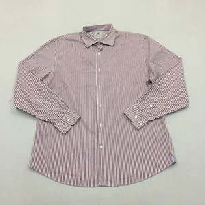 Hackett Shirt Mens 17.5" Collar Button Up Long Sleeve Red Striped (17.5") - Picture 1 of 9