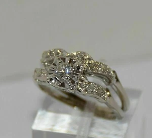 0.30Ct White Round Stone Engagement Wedding Ring Set Solid 925 Sterling Silver - Picture 1 of 4