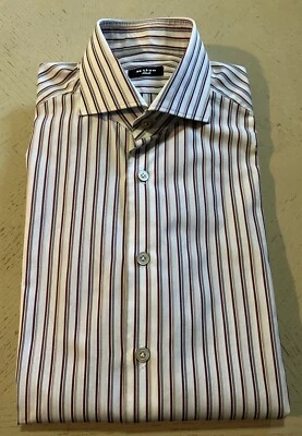 $1195 Kiton Classic Dress Shirt White/Red Stripped Size 42/16.5  Italy - Image 1 of 4