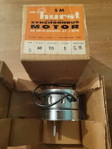 Hurst 5 RPM Model SM Electric Motor 115V 5W 60cyc clock wise - Picture 1 of 3
