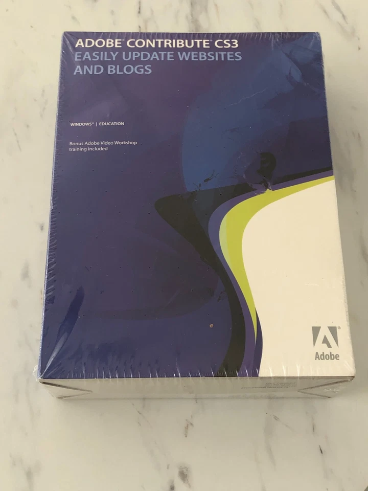 New SEALED Box 2007 Adobe Contribute CS3 Windows 90076069 OEM ORIGINAL AUTHENTIC - Image 1 of 3