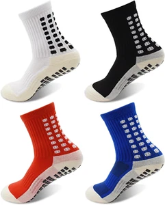 Kids Grip Athletic Socks 4 Pairs Soccer anti Slip Sports Socks for 8-12 Years - Picture 1 of 12