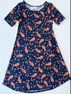LuLaRoe girls size 12 Adeline dress Navy Blue Bunny Rabbits boutique EUC - Picture 1 of 6
