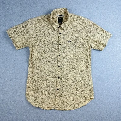 RVCA Mens Short Sleeve Shirt Size M Slim Fit Yellow Geometric Patterned Menswear - Image 1 of 4