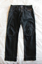 Vintage Men's Jean Paul Gaultier Black Waxed Biker Style Denim Jeans Size 32