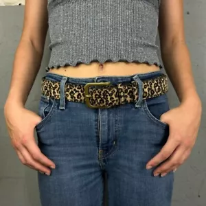 Cinturón de piel de leopardo de guepardo de estilo vintage boho occidental americano negro y fuego - Imagen 1 de 6
