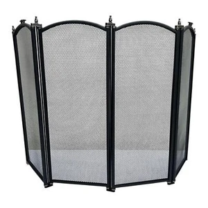 Pantalla de protección contra incendios de malla plegable de 4 paneles - Protector de seguridad para chimenea - Imagen 1 de 7